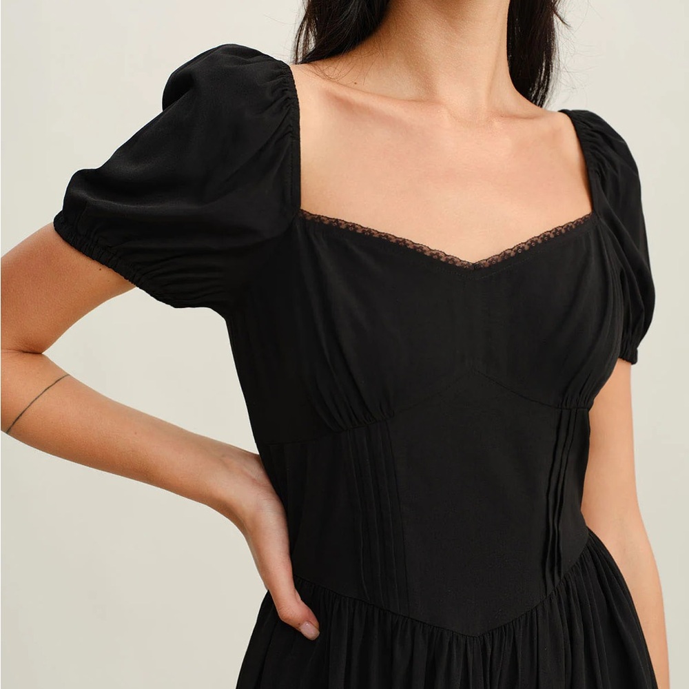 Rihoas Black Sweetheart Neck Puffed Sleeve Mini Dress - Picture 2 of 5
